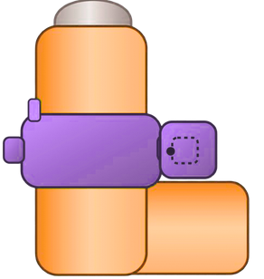 AeroSleeve clip-on sleeve clamped over an inhaler boot, with a small acoustic pickup port